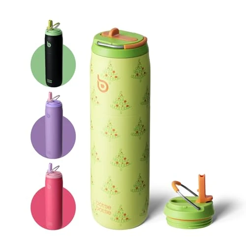 Tijdelijke aanbieding: Bottle Bottle Roestvrijstalen waterfles met rietje en handvat, 950 ml vacuümgeïsoleerde beker voor sport, reizen, fitness en wandelen, lekvrije waterflessen met brede opening voor dames en heren, boom van 27.99 EUR naar 27.99 EUR (korting 0%)