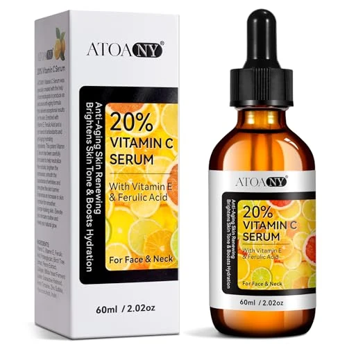 Serum z witaminą C 60 ml, serum z witaminą C z kwasem laluronowym, witaminą E, aloesem, naturalną formułą przeciwzmarszczkową z kwasem ferulowym, organiczne, wegańskie, nawilżające i rozjaśniające