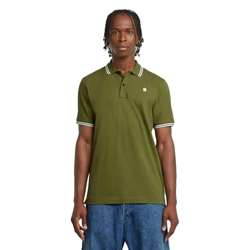 G-STAR Men's Dunda Slim Stripe Polo Shirt, Green (Mayfly D17127-5864-g985), XS