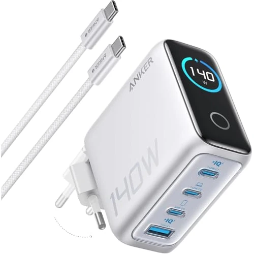 Offerta a tempo: Anker Caricatore USB C 140W, Adattatore GaN Rapido e Compatto a 4 Porte, Comandi Tattili Intuitivi, per iPhone 17 Pro Max/Serie 16-12, Samsung S25 Ultra, MacBook Air/Pro, Pixel, AirPods e Altri - 26% da 89.99 € a 66.49 €