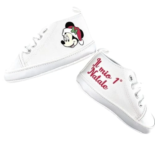 Offerta a tempo: Scarpine Natalizie Neonato, Scarpette Personalizzate Bambino e Bambina con Stampa il Mio Primo Natale, Scarpe da Culla (Topolina, 19) - 47% da 18.99 € a 9.99 €