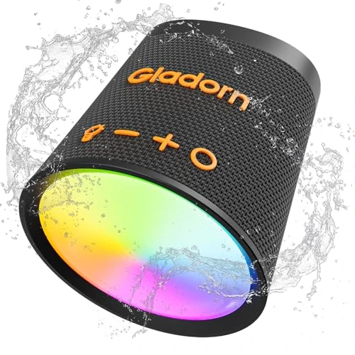 Limitiertes Angebot: Gladorn Bluetooth Lautsprecher mit RGB Lichter, 20 Stunden Wiedergabe, Stereo-Paarung, Intensiver Bass, IPX6 Wasserdicht, Bluetooth 5.3, Tragbarer Lautsprecher für Zuhause, Outdoor, Camping, Geschenk von 14.99 EUR auf 9.99 EUR (Spare 33%)