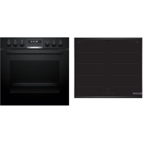 Offerta a tempo: Bosch HND677LS62 - Set di fornelli da incasso, composto da HEG578BB4, 60 x 60 cm, aria calda 3D, idrolisi e pirolisi autopulente, & NVQ645CB6E, piano cottura a induzione, zona combi, telaio in acciaio - 0.00% da 1287.64 € a 1287.64 €