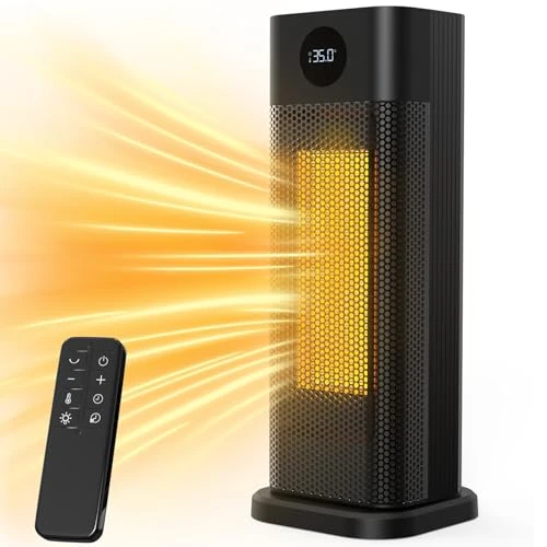 Limited offer: Minthouz Space Heater - 1500W PTC Ceramic Tower Heaters for Indoor Use with Adjustable Thermostat, Timer and Remote Control, Quick 1s Heat-up 70° Oscillation Electric Heater for Office, Bedroom, Room from 59.99 EUR to 59.99 EUR (save 0%)