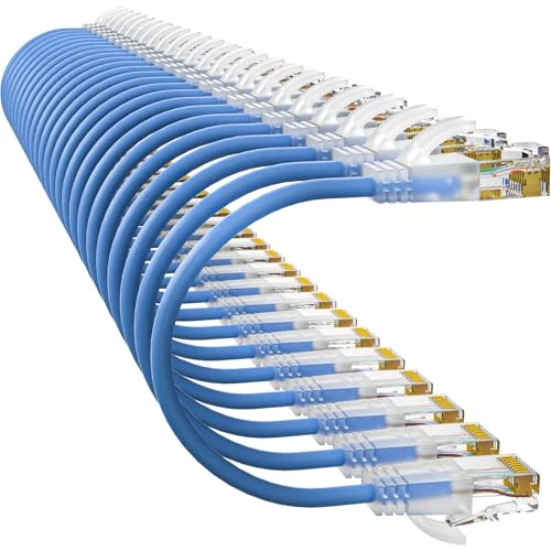 Offre limitée : 10Gsupxsel Lot de 24 câbles de raccordement Ethernet Cat6a fins en cuivre pur flexible 550 MHz 10 g pour panneau de brassage, bleu de 19.13 € à 19.13 € (0.00% de remise)