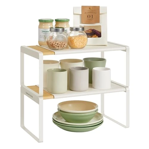 Limitiertes Angebot: SONGMICS HOME Gewürzregal, 2er Set, ausziehbar, Küchen-Organizer, Küchenregal, Schrank-Organizer, Gewürzhalter, Küche, kleines Regal, stapelbar, Tisch-Organizer, naturbeige-cremeweiß KCS051N01 von 32.99 EUR auf 26.99 EUR (Spare 18%)