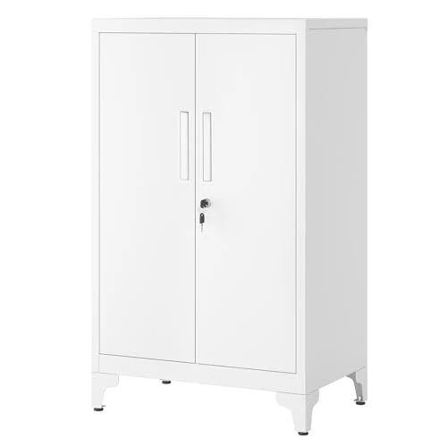 Offre limitée : SONGMICS Caisson de Bureau à 2 Portes, Verrouillable, en Acier | Placard Polyvalent, Armoire de Bureau, pour Salon, Blanc Mat, Collection BEREND OMC012W01 de 89.99 € à 75.99 € (16% de remise)