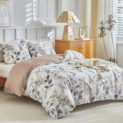 Oferta limitowana: Podwójny zestaw poszewek na kołdrę 240 x 220 cm, podwójna poszwa na kołdrę 3-częściowa poszwa na kołdrę z mikrofibry z gałązkami i liśćmi, w tym 1 poszwa na kołdrę 240 x 220 + 2 poszewki na poduszki z 169.99 zł na 169.99 zł (oszczędź 0.