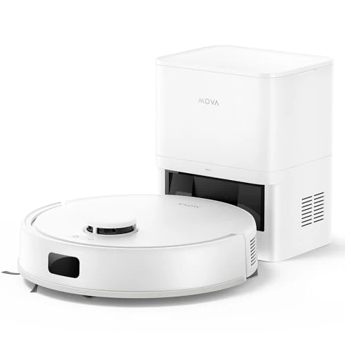 Mova Odkurzacz Robotyczny E20 Plus: Inteligentna nawigacja laserowa, czyszczenie na sucho i na mokro 2 w 1, samoopróżnianie pojemnika na kurz, wielowymiarowe
