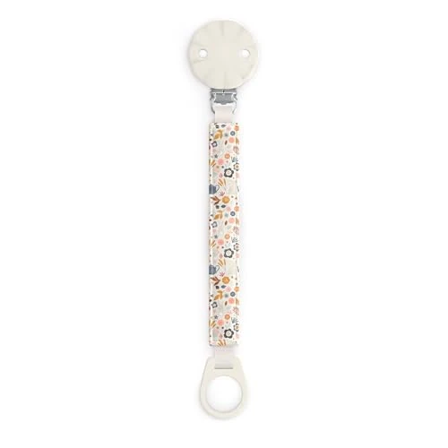 Suavinex, Stoff-Schnullerhalter für Babys, weich und flexibel, doppelseitiges Designband, Schnullerclip mit Befestigungsclip. Für Babys +0 Monate, geeignet für Neugeborene, Wonderland Blumen