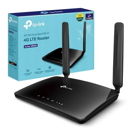 TP-Link Archer MR202 LTE Router, 4G Router SIM Karte, WLAN Dual-Band AC750, 4G Cat4 bis zu 150 Mbit/s, 4 Ports, Plug and Play, MU-MIMO, TP-Link One Mesh