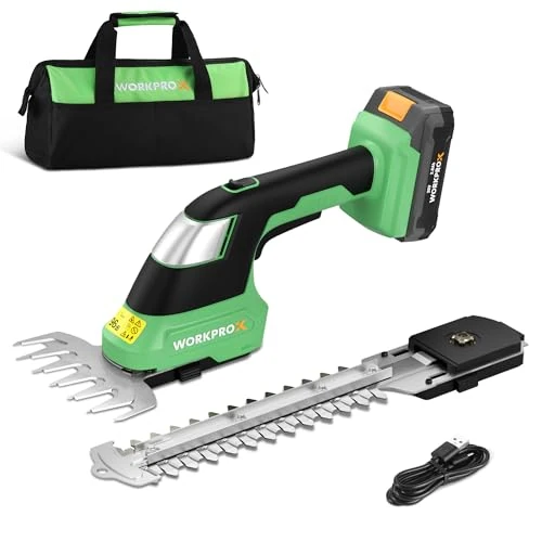 Zeitlich begrenztes Angebot: WORKPROX 20V Heckenschere Akku, 2-in-1 Elektrische Gartenschere mit 2 Messern, 2Ah Akku mit PowerBank Funktion & Typ-C Ladekabel, Strauchschere Schnittlänge 20cm, Grasschere Schnittbreite 14,5cm von 79.99 € auf 67.99 € (15% Ra
