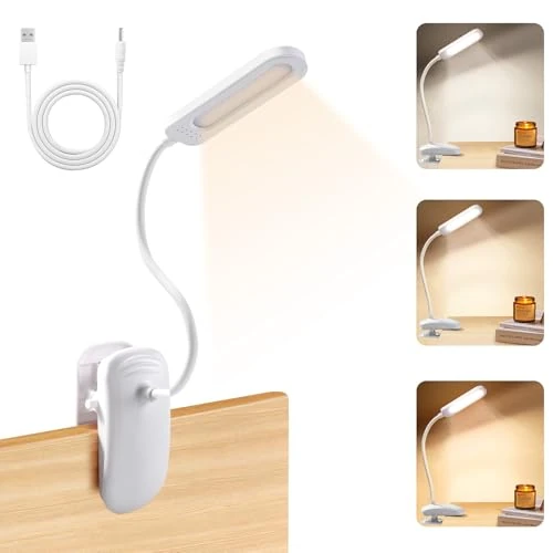 Offerta a tempo: Diboniur Lampada da Lettura con Pinza, Lampada da Scrivania Ricaricabile per Bambini Flessibile a 360°, 3 Colori e Dimmerabile Regolabile per Studio e Lavoro - 9% da 18.58 € a 16.97 €