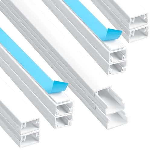 AiQInu Weiß Selbstklebender Kabelkanal (15mm x 10mm), 10 Stück, 4m Gesamtlänge, PVC-Material, Flammhemmend, Korrosionsbeständig, Wandmontage, Kabelmanagement