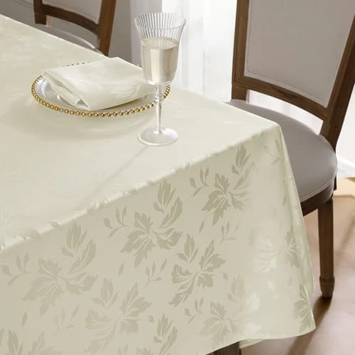 Tijdelijke aanbieding: Romanstile tafelkleed wasbaar 140x240 Crème Kerst rechthoekig Luxe Jacquard-Damast patroon waterafstotend tafelkleed Table Cloth voor verjaardag, feesten, Oud en Nieuw, feest, jubileum, restaurant van 20.74 EUR naar 20.74 EUR (korting 0%)