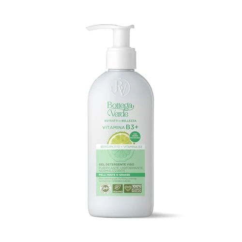 Offerta a tempo: Bottega Verde - Gel Detergente Viso, Estratti di Bellezza, 200 ml, Purifica e Uniforma, Azione Normalizzante, per Pelli Miste o Grasse, con Bergamotto e Vitamina B3 - 50% da 18.00 € a 8.99 €
