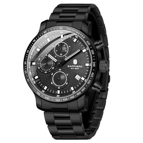 Offerta a tempo: SAPPHERO Orologi Uomo Cronografo Orologi Analogici al Quarzo, Impermeabile 50M, Lancette Luminescenti, Data, Orologio Casual Business, Design Classico, Regalo Elegante — 30% da 49,99 € a 34,99 €