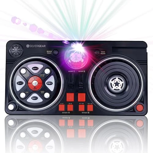 Offerta a tempo: Silvergear® DJ Mixer per Bambini | DJ Mix con Palla da Discoteca | 46 Effetti Sonori | DJ Console con AUX | Portatile e a Batterie | 39.3 x20.5x6.4 cm | Nero - 17% da 59.99 € a 49.99 €