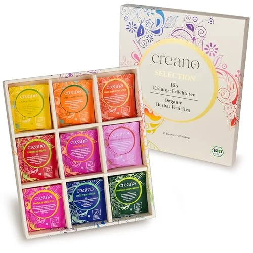 Limited-time offer: Creano Organic Fruit Tea Herbal Tea Gift Set – 27 Organic Tea Bags in 9 Dreamy Varieties – 54 g from 9.99 GBP to 9.99 GBP (save 0%)