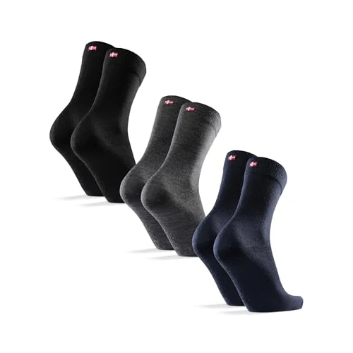DANISH ENDURANCE Premium Merino Socken, (3|5 Paar), Warme Socken, Wollsocken, Unisex, Socken Herren & Damen, Mehrfarbig (1xSchwarz, 1xGrau, 1xDunkelmarineblau), 39-42