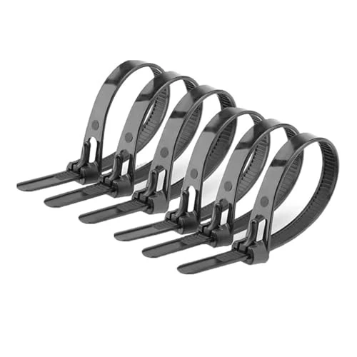 Offgridtec wiederverschließbare selbstsichernde Kabelbinder, Hitze- Und Kältebeständig, Langlebiger Mehrzweck-Kabel 100 Stück (7.6mmx400mm, Schwarz)
