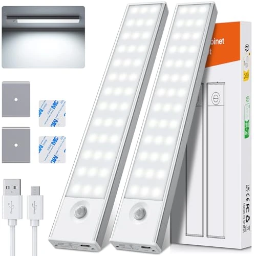 Limited-time offer: Under Cabinet Kitchen Lights, 2PCs 78LED Cupboard Light 6500K Super Bright, Motion Sensor Lights Indoor with 4 Modes, Magnetic Stick-On Under Counter Lights for Wardrobe, Kitchen, Closet, Stair from 16.98 GBP to 9.99 GBP (save 41%)