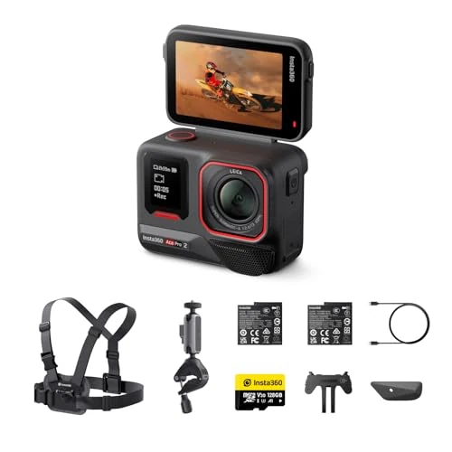 Insta360 Ace Pro 2 Bike-Bundle - 8K wasserdichte Actionkamera mit Leica entwickelt, 1/1,3" Sensor, Dual-KI-Chip-System, führende Schwachlichtleistung, bestes Audio, Flipscreen & KI-Editing