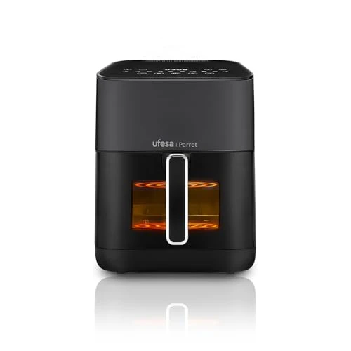 Ufesa Parrot, Dubbele Weerstands Air Fryer met Stoom, 6 L, 1800 W, 10 Voorgeprogrammeerde Programma's, Venster en Binnenverlichting, Inclusief Receptenboek
