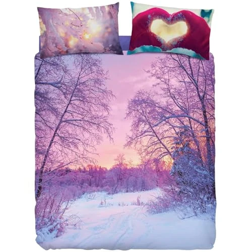 Bassetti Extra Double Duvet Cover Set 250 x 200 + 40 cm and 2 Pillowcases 50 x 80 cm Excluding Bottom Sheet (EX140 Pink)