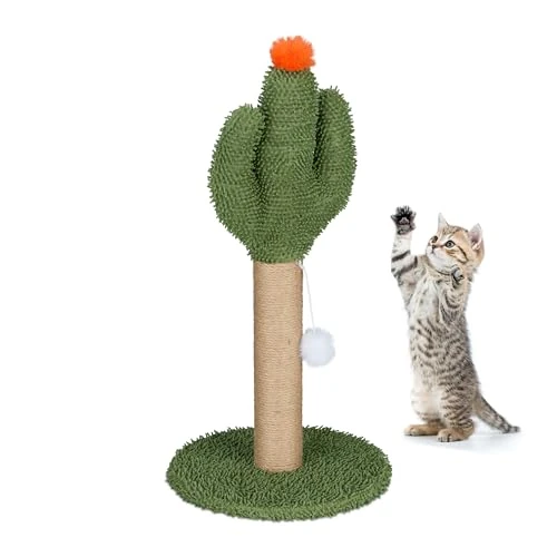Oferta limitada: Relaxdays Rascador para Gatos, Diseño de Cactus, 59x31 cm, con Bolita, Cuerda Lino, Poste para Afilar Garras, Multicolor, Tablero de Fibras de 39.99 EUR a 39.99 EUR (ahorro 0%)
