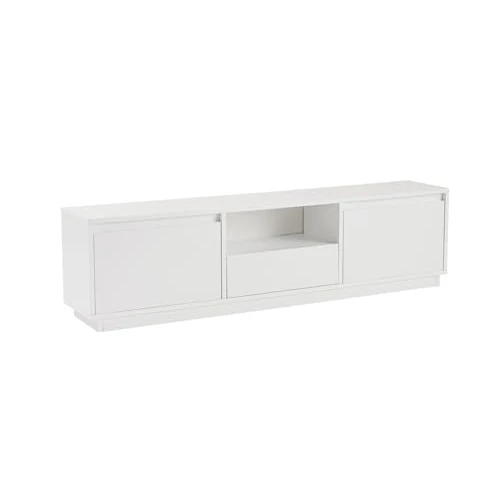 Offerta a tempo: Hanah Home Supporto per TV, colore bianco naturale, 160 x 42 x 18 cm, 100% melamina, spessore 18 mm, perfetto per spazi moderni in casa, ufficio e studio, design elegante e funzionale - 44% da 131.87 € a 74.07 €