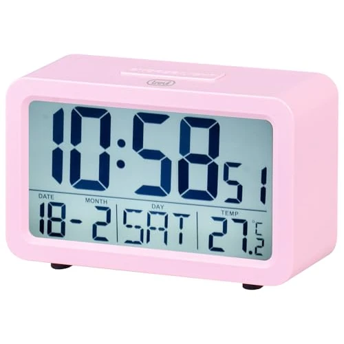 Offerta a tempo: Trevi SLD 3P60 Sveglia Digitale con Grande Display LED Retroilluminato, Orologio con Termometro, Calendario, Funzioni Timer e Snooze, Alimentazione a Batterie AA, Facile da Utilizzare, Rosa - 0.00% da 21.74 € a 21.74 €