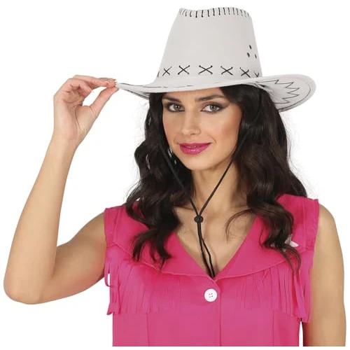 Limited-time offer: FIESTAS GUIRCA Leather Cowboy Hat - Costume Accessory for Old West, Texas and Carnival Parties - Ideal for Cosplay and Halloween - Adult Unisex - White from $36.10 to $36.10 (save 0.00%)
