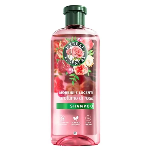 Herbal Essences Shampoo Morbidi e Lucenti, per Capelli Secchi, Con Essenza di Rosa, Vegano 250ml