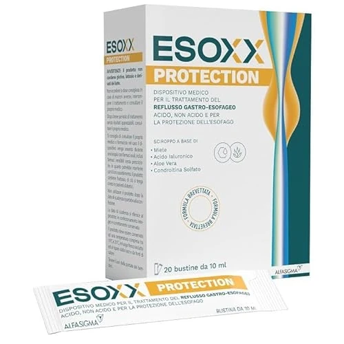 Esoxx Protection, Dispositivo Medico per il Trattamento del Reflusso Gasto-Esofageo Acido, Non Acido, Protezione dell'Esofago, 20 Stick Monodose, Aroma Crema