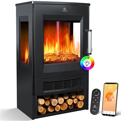 Oferta limitada: KESSER® Chimenea Eléctrica con Calefacción, Ventilador de Cristal Panorámico Efecto Llama LED con 9 Modos de Color, Control Remoto WiFi App 900/1800W Chimenea Eléctrica (Negro) de 207.80 € a 207.80 € (ahorro 0.00%)