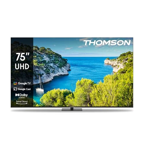 THOMSON - 75 Inch (190 cm) 4K Ultra HD - Google TV - WLAN, HDR, Triple Tuner, USB, HDMI, DVB-C-S2-T2, AV IN, CI+, A+ Panel - 75UG5C14-2025