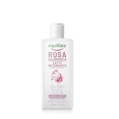 Offerta a tempo: Equilibra, Latte Detergente Rosa Ialuronica, Latte Detergente Viso, Pelli Sensibili, con Estratto di Rosa Damascena, Acido Ialuronico Medio-Alto peso, Olio di Mandorle Dolci, Estratto Camomilla, 200ml - 24% da 5.90 € a 4.50 €