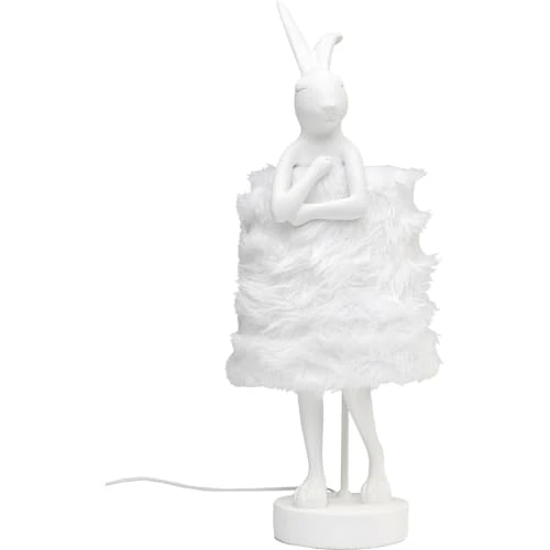 Kare Design Tischleuchte Animal Rabbit, Weiß/Silber, Hasenleuchte, Tischlampe, Schlafzimmerlampe, Tiermotiv, kein Leuchtmittel enthalten, 26x24x68 cm (H/B/T)