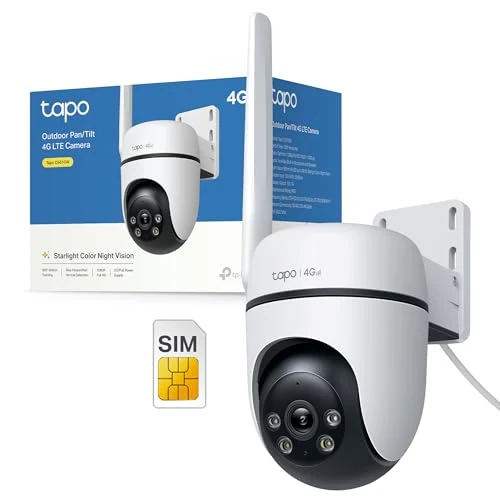 Tapo C501GW 360° Security Camera with SIM Card, No Wifi Needed, Starlight Colored Night Vision, Free AI Detection, DC/PoE Powered, 1080P, IP66, Local and Cloud Storage