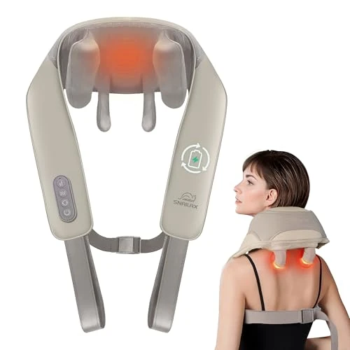 Zeitlich begrenztes Angebot: Snailax Kabelloses Shiatsu Nackenmassagegerät mit Wärme, Handfreies Design | 6 Massageköpfe, 3 Massagegeschwindigkeiten, 2 Heizstufen, Massage Nacken Schulter, für zu Hause und im Büro, Mama Geschenk von 59.99 € auf 49.99 € (1