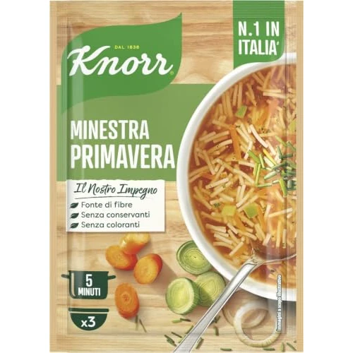 Offerta a tempo: Knorr Minestra Primavera, zuppa pronta da gustare in 5 minuti, 61g | Aggiungi acqua e mescola; il gusto semplice e autentico delle ricette di sempre - 21% da 1.59 € a 1.25 €