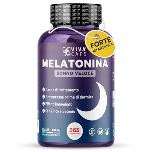 Offerta a tempo: Melatonina per dormire 1mg alto dosaggio 365 micro compresse per 1 anno, Melatonina forte con zinco e selenio per dormire meglio - Made in Italy - 34% da 14.99 € a 9.90 €