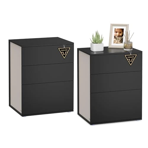 Offerta a tempo: VASAGLE Montaggio Rapido Senza Utensili Toolless, Comodino, Tavolino da Letto con 3 Cassetti, Set di 2,Moderno, per Camera da Letto e Soggiorno, Nero Inchiostro e Beige Cappuccino LET779B01 - 19% da 129.99 € a 104.97 €