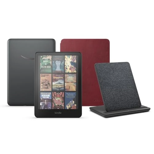 Kindle Paperwhite Signature Edition (versione 2024) da 32 GB senza pubblicità, una custodia in pelle Amazon Premium e un dock di ricarica wireless Made for Amazon