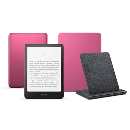 KKindle Paperwhite Signature Edition (version 2024) 32 GB sans publicité, une couverture basée sur Amazon Plant et une station de chargement sans fil conçue pour Amazon