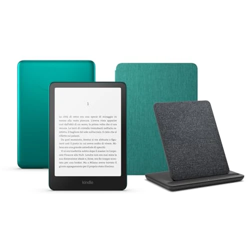 Kindle Paperwhite Signature Edition (version 2024) 32 GB sans publicité, une couverture en tissu Amazon et une station de chargement sans fil conçue pour Amazon