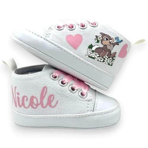LulluLab Scarpine Neonato personalizzate con nome, primi passi, ottima idea regalo. (Tamburina 3-6 mesi)