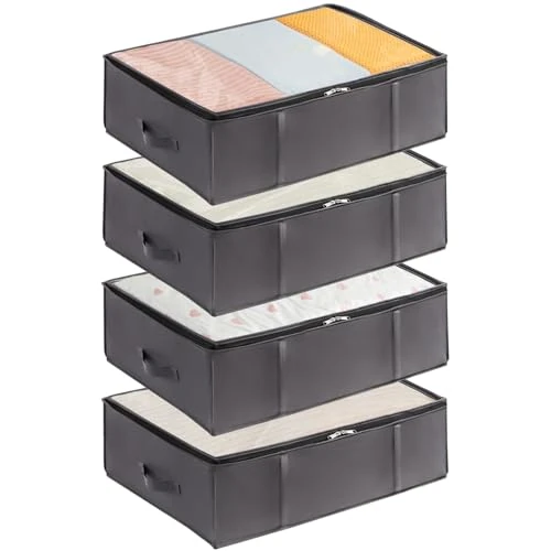Tijdelijke aanbieding: Lifewit Opbergcontainers voor onder het Bed 4-pack, 40L Grote Capaciteit Deken Opbergzakken met Versterkt Handvat, Organisatie en Opslag voor Dekbedden, Lakens, Kleding, Slaapkamer, Kast, Grijs van 24.99 € naar 22.97 € (8% korting)