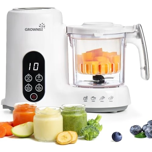 Offre limitée : Grownsy Robot Cuiseur Bébé 6-en-1 Avec Mixeur Vapeur | Prépare Purées et Petits Pots Maison, Cuisson Vapeur, Mixage et Stérilisation pour la Diversification Alimentaire, Sans BPA de 89.99 € à 79.99 € (11% de remise)